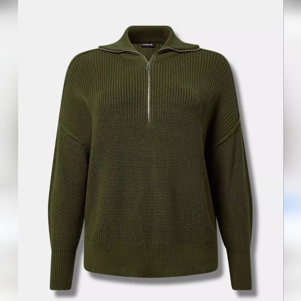 Torrid Olive Green Quarter Zip Sweater